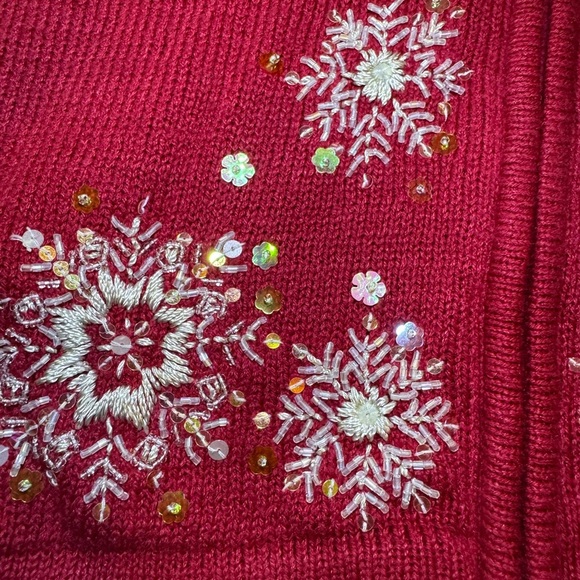Red Snowflake Embellished Cardigan - Picture 2 of 6